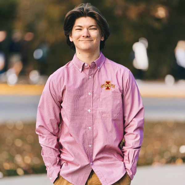 Antigua I-State Cardinal Porter Long Sleeve Collared Shirt